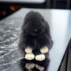 For @mariontia only! Fur Bunny Dark Gray Stuffed Animal Keychain!
